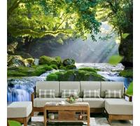 XINRUYI Self-Adhesive 3D Wallpaper/wall Art Stickers Featuring a Waterfall and Sunshine, Perfect for Bedroom and Living Room Decoration