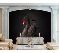 XINRUYI Self Adhesive PVC Mural 3D Wallpaper Beautiful Black Swan Wall Cloth Living Room Bedroom Background Wall Decoration