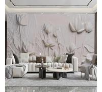 XINRUYI Self Adhesive PVC Mural 3D Wallpaper Three-Dimensional Relief Lotus Wall Cloth Living Room Bedroom Background Wall Decoration