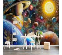 XINRUYI Self Adhesive PVC Murals 3D Wallpaper Cosmic Planet Meteorite Wall Cloth Living Room Bedroom Background Wall Decoration