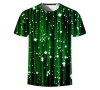 XINRUYI Summer 3D Green Geometric Pattern Printing Short Sleeve Men's Women's Round Collar Casual Personalised Street Top