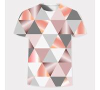 XINRUYI Summer 3D Pink Geometric Pattern Printed Short Sleeve Men Women Round Neck Casual Personalised Street Tops