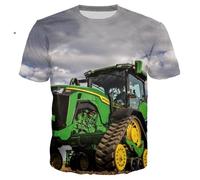 XINRUYI Summer Tractor Pattern Fun T-Shirt Casual 3D Printed Harajuku Style Boys Girls Round Neck Short Sleeve