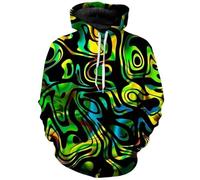 XINRUYI Wave pattern design, colourful 3D printed hooded sweatshirts for men and women, autumn style, casual long-sleeve sweatshirts