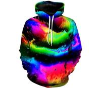 XINRUYI Wave pattern design, colourful 3D printed hooded sweatshirts for men and women, autumn style, casual long-sleeve sweatshirts