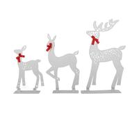 XinrZythrop 3pcs Lighted Christmas Decoration Deer, LED Reindeer Family Set with Warm White Lights, Iron Wire Tabletop Decor for Indoor Outdoor Holiday Yard Display (Glowing Deer -02)