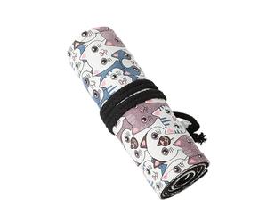 Xinsheinelry 12/24 / 36/48 / 72 Holes Pencil Roll Bag Cats Pencil Wrap Case Organizers Storage Bag Drawing Pen Organiser