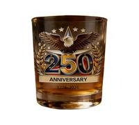 Xinsheinelry 250Th Anniversary High Borosilicate Glass Whiskeys Cup Commemorative 300Ml Drinkware for Beverages Cocktails Home Club Irish Glass