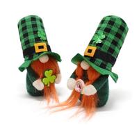 Xinsheinelry 2Pcs Irish Festival Gnomes Dolls Figurines Home Decoration Faceless Dwarf Figurines for Party Supplies Green Gnomes Figurine