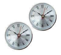Xinsheinelry 2Pcs Stylish 65MM Round Small Quartzs Clock Insert With Roman/Arabic Number And Gold Silver Trim For Home Decoration Battery Operated Clock