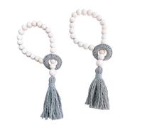 Xinsheinelry 2Pcs Wood Beads Cotton Rope Curtain Tiebacks Handwoven Tassels Holdbacks Window Drape Ties for Home Decoration Holders