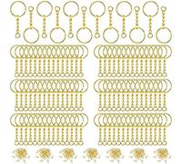 Xinsheinelry 360 Pcs/Set Split for with Chain Open Jump Rings Screw Eye Pins Connector Accessories Silver Golden Alloy Keych for Resin Jewelry Making
