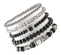 Xinsheinelry 5Pcs Delicate Crystal Set Elegant Crystal Bead Elastic Collection for Fashion Forward Individuals Date Night Jewelry