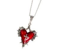 Xinsheinelry And Thorn Necklace in Gothic Styles Inspired Necklace with Red Heart Accent for a Distinctive Look Jewelry for Women