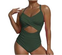 Xinsheinelry Block Print Swimsuit with Cutout Design Women ' s Swimsuits