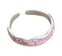 Xinsheinelry Dopamine Dinosaur Graffiti Rings Green Dinosaur, Alloy Adjustable with Colorful Star Decor, Girls ' Fashion Jewelry Alloy Cartoon Rings