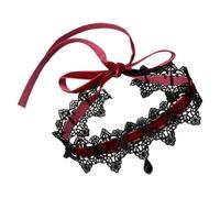 Xinsheinelry Fashionable Tie on Lace Collars Necklace 1M Length Customizable Light 16g Acrylic Accessory Black Red Options Lightweight Acrylic Lace Necklace