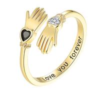 Xinsheinelry Gorgeous Hands Holding Rings Romance Gift Adjustable Band with Brilliants Zircon Stone Hands Holding Rings