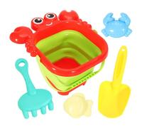 Xinsheinelry Kids ABS Foldable Sand Play Collection 5PCS Cartoon Design Water Container Folding Sand Bucket Set