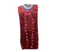 Xinsheinelry LED Silk Belly Dance Fan Illuminated Long Silk Fan for Stage Performances and Outdoor Event with Wood