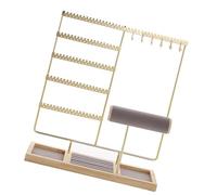 Xinsheinelry Multi Purpose Jewelry Storage Rack with 108 Earring Slots 12 Necklace Arms and Soft Fabric Round Tray Modern Jewelry Storage