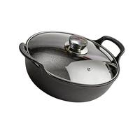 Xinsheinelry Multipurpose Cast Iron Wok Skillets for Induction Electric All Stove with Ergonomic Double Handle for Frying Grilling Frying Pan