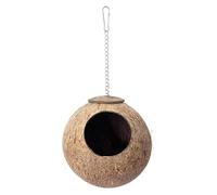 Xinsheinelry Natural Coconut Shell Bird House Shelter Place Rest Huts Nest with Soft Lining for Small Birds Parakeets and Lovebirds Natural Coconut Shell Bird Nest