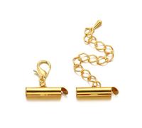 Xinsheinelry Of 10 Crimp End Caps Slider Clasp Buckles Alloy Extending Chains Suitable for Jewelry Making Slider Clasp Buckles