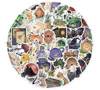 Xinsheinelry PVC Cartoon Witch Stickers with Watercolor Magical Book Skull Designs for Scrapbooking Phone Case Artistic Waterproof Scrapbook Decals