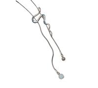 Xinsheinelry Silver Snake Pendant Necklace with Adjustable Chain Designs and Oil Pendant for Modern Fashionable Versatile Wear Necklace