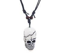 Xinsheinelry Skull Pendant Necklace Vintage Resin Punk Sweater Chain Halloween Accessories Adjustable Wax Cord Skeleton Necklaces Skull Necklace Halloween