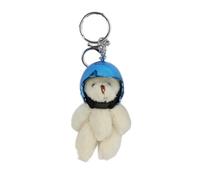 Xinsheinelry Stylish Bear Charm Keychain Soft Bag Pendant Helmeted Bear Charm Polyester Key Adornment for Various Occasion