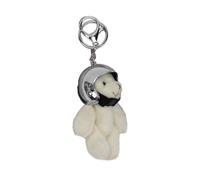 Xinsheinelry Stylish Bear Charm Keychain Soft Bag Pendant Helmeted Bear Charm Polyester Key Adornment for Various Occasion