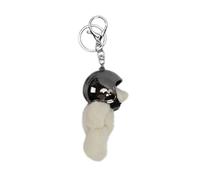 Xinsheinelry Stylish Bear Charm Keychain Soft Bag Pendant Helmeted Bear Charm Polyester Key Adornment for Various Occasion