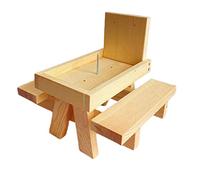 Xinsheinelry Wooden Squirrel Feeders for Outside Squirrel Feeder Table Picnic Table Corn Holder Cute Wood Feeding Station Picnic Feeder with Tray Kit with Umbrella on for Fence