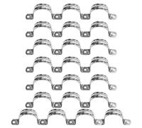 xinsheng 22Pcs Pipe Strap Clamp Holder M20mm Stainless Steel Brackets Saddle Clip U Shaped Clips Straps Two Hole Tube Strap Tension Clips Hose Clamp for Anchor Water Pipe Wooden Panels