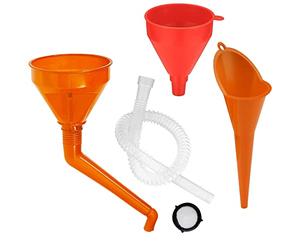 xinsheng Right Angle Flexible Plastic oil Funnel Set Long Mouth Universal Funnel Portable Gasoline Engine Funnel with Fliter Detachable Spout Attachments for Motorcycle Car Farm Machine，3Pcs