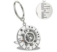 XinSiChen Stainless Steel Spinning Key Chain Fidget Key Ring Unique Gift Dice Gaming Stress Reliever Decision Maker Novelty Gift for Her Him, Silver, 3.25 x 1.5 inches