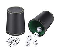 Xinstroe 2 Pack Leather Dice Cup Set,Leatherette Dice Cup Shaker | with 10 Dot Dices;for Playing Games Party Toy Gifts