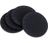 Xinstroe 4 Pcs Car Cup Holder Coaster, 2.67 inch Universal Vehicle Car Cup Holder Insert Coaster, Silicone Anti Slip Car Interior Accessories Cup Mats For Men and Women, Black
