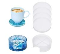 Xinstroe 5 Pcs Coaster Mould for Resin Epoxy Resin Moulds with Round Silicone Coaster Mold and Storage Box Mould Resin Kits for Beginners Cups Mats, Home Decoration