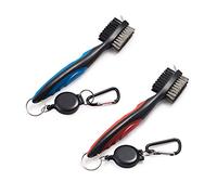Xintan Tiger Pack of 2 Golf Club Brush Groove Cleaner with Retractable Zip-line and Aluminum Carabiner Cleaning Tools