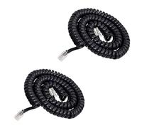 XINTONG 2 PCS 4m RJ9 Telephone Phone Cable Lead Curly Spring,Coiled Spiral Handset Wire Coiled Black Phone Cable for Corded Handset Telephones Curly Spring Cord for Home and Office
