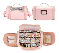 XINTREY Large Marker Organizer Case hold up to 300 Markers Storage Carrying Bag with Shoulder Strap (Bag Only) (Pink)