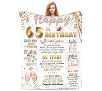 Xinvast 65th Birthday Gifts for Women,Super Soft Flannel Fleece 65th Throw Blanket Lightweight Plush Fuzzy Bed Blanket for Couch 50"X60"