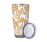 Xinvast Cute Dog Corgi Coffee Tumbler Vacuum Insulated Water Bottle Stainless Steel Insulated Travel Mug for Women Friends 20 Oz