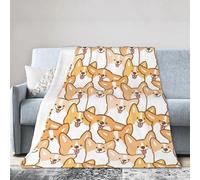 Xinvast Dog Corgi Blanket Animals Pet Print Throw Blanket Super Soft Flannel Fleece Throw Blanket Lightweight Plush Fuzzy Bed Blanket for Couch 50"X60"