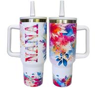 Xinvast Nana Tumbler with Handle and Straw,Grandma Gifts for Women Mom, Grandmother Stainless Steel Insulated Cup Travel Mug 40 Oz