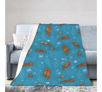Xinvast Sea Otter Blanket Animal Throw Blanket Super Soft Flannel Fleece Throw Blanket Lightweight Plush Fuzzy Bed Blanket for Couch 50"X60"