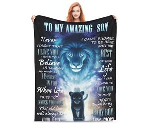 Xinvast Son Blanket - Birthday Gifts for Son Throw Blankets 60"x 50" - Funny Presents from Mom Dad Ideas - Graduation Gifts for Him